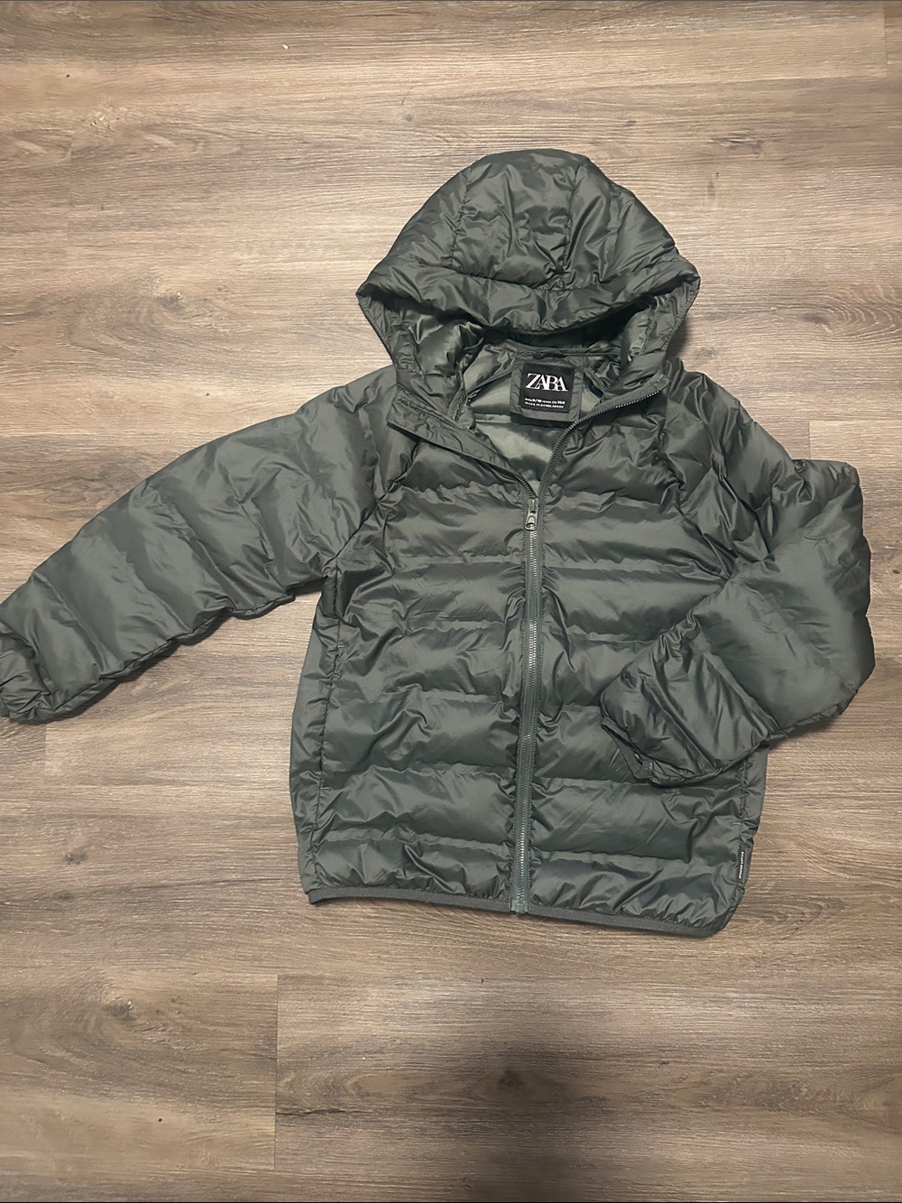 Zara Olive Green Quilted Hooded Jacket 9/10 Boys